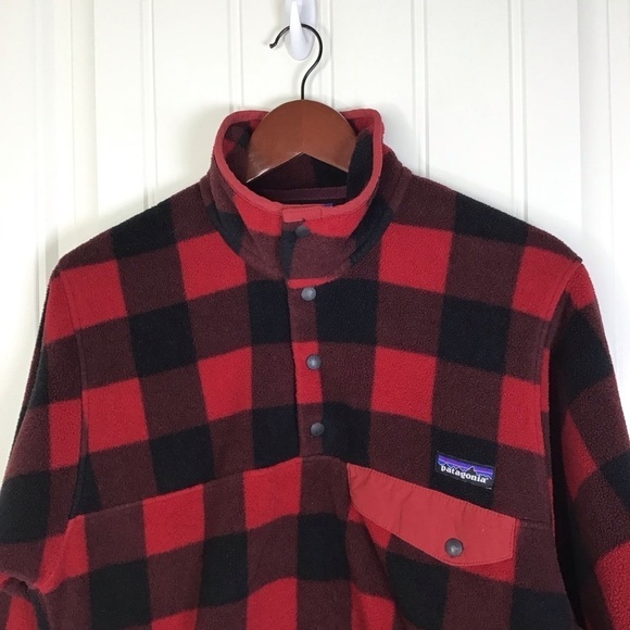 Patagonia Synchilla Snap T Fleece Pullover in Red Buffalo Plaid Size X-Small. - Picture 3 of 12